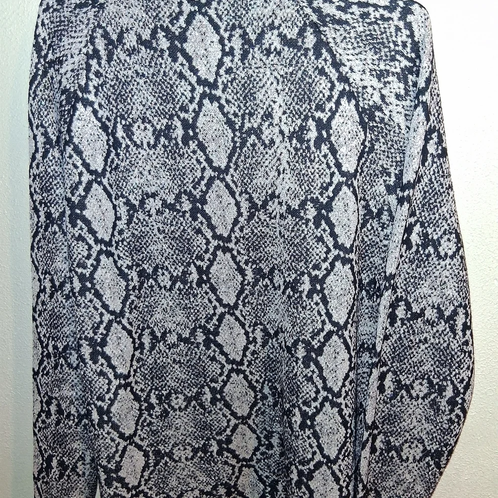 Chico's NWT Double Espresso Python-Print Tie Neck Sweater 4/XXL